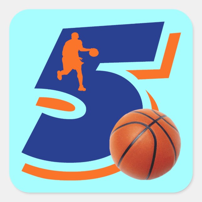 Nummer 5-basketspelare fyrkantigt klistermärke (Framsida)
