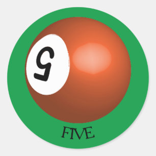 Nummer 5 Bassäng Boll Runt Klistermärke