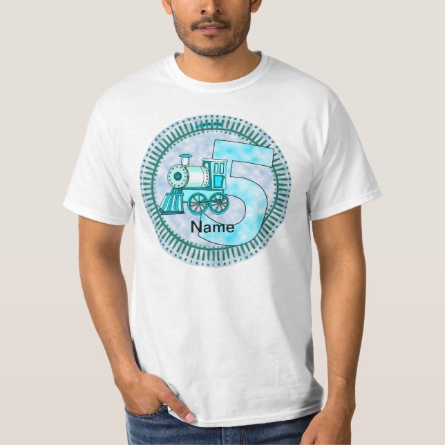 Nummer 5 Blue Tåg T-Shirt (Framsida)