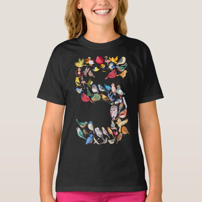 Nummer 5 Fågeltema 5 år gamla pojkar T Shirt (Framsida)