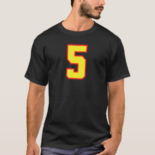 Nummer 5 Idrott Jersey Idrottsman Gult Red Varsity T Shirt