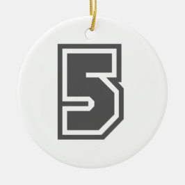 Nummer 5 julgransprydnad keramik