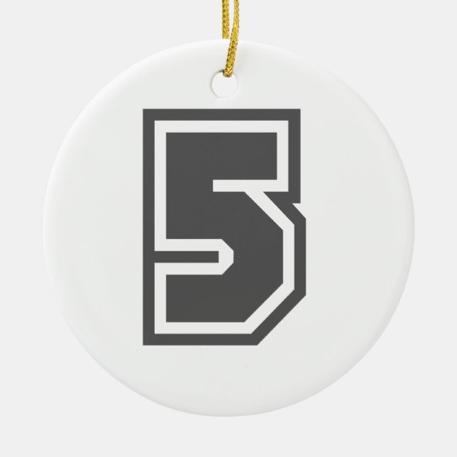 Nummer 5 julgransprydnad keramik (Framsidan)