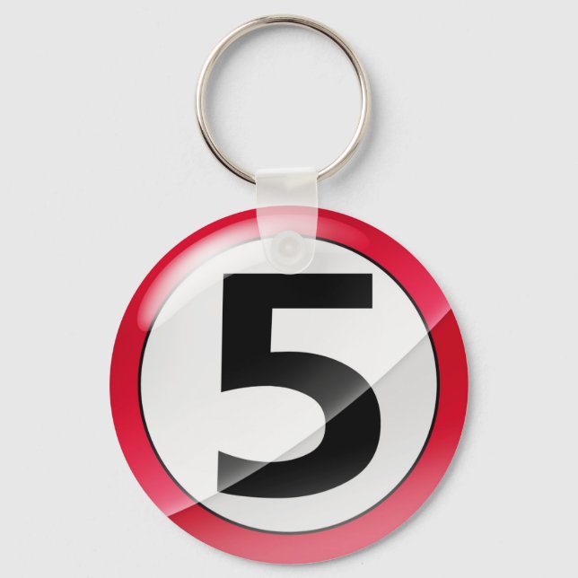 Nummer 5 röd Nyckelring (Framsida)