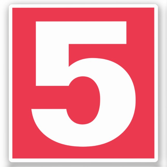 Nummer 5 Röd och vit etikett (Framsida)
