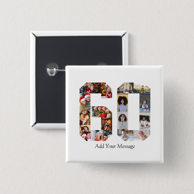 Nummer 60 Fotokollage Knapp (Framsida & baksida)