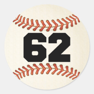 Nummer 62 Baseball Runt Klistermärke