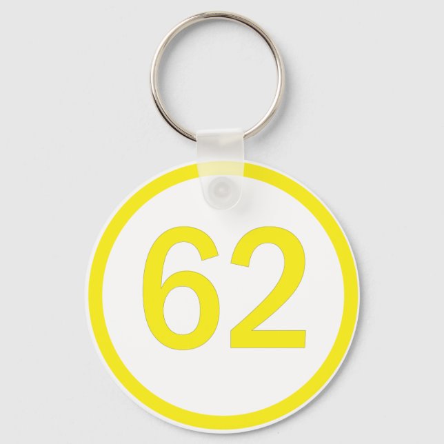 nummer 62, i en cirkel nyckelring (Framsida)