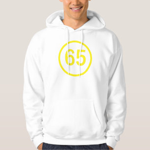 nummer 65, i en cirkel munkjacka