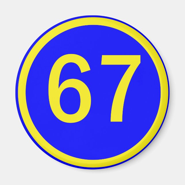 nummer 67, i en cirkel magnet (Framsidan)