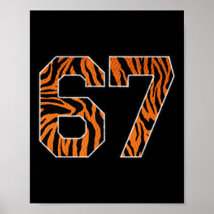 Nummer 67 i orange tigertryck fanwear sportströja poster