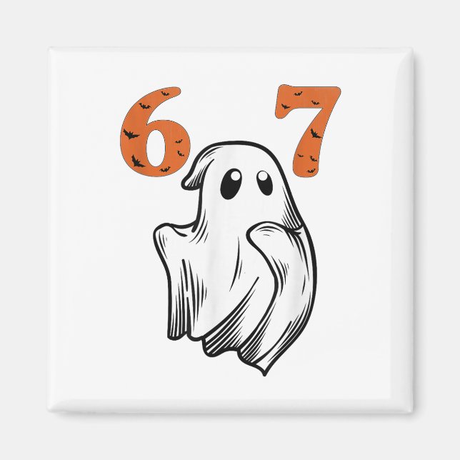 Nummer 67 Matchande Six Seven 6 7 Meme Halloween C Magnet (Framsidan)