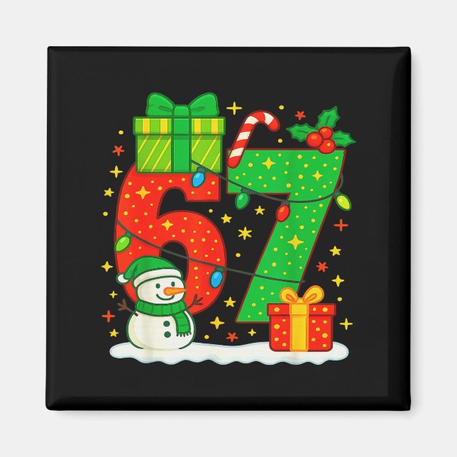 Nummer 67 Meme Matchande Julpar 67 Sex Sju Magnet (Framsidan)