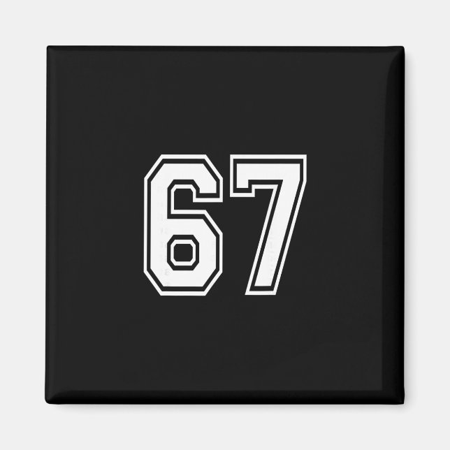 Nummer 67 Numrerad Uniform Sporttröja Lag 67:e Magnet (Framsidan)