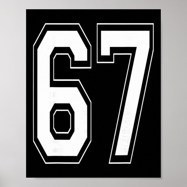 Nummer 67 Varsity Style Fet Sports Födelsedags Trö Poster (Framsidan)