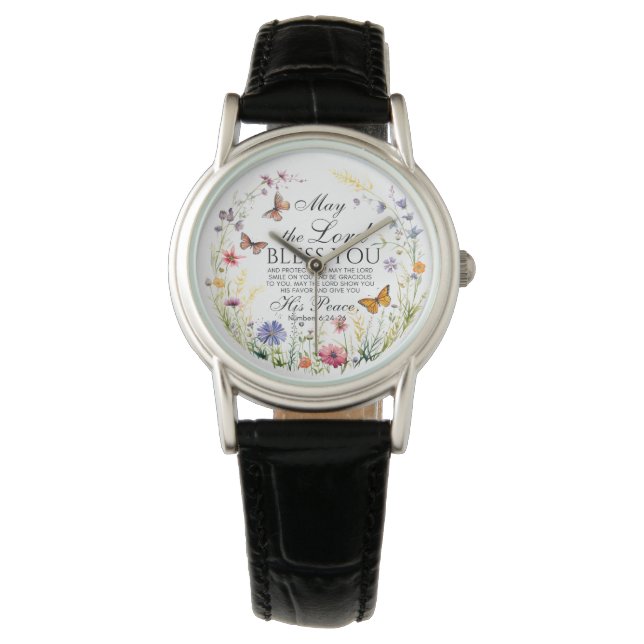Nummer 6:24-26 Herren Bless du Wildblomma Armbandsur (Framsida)