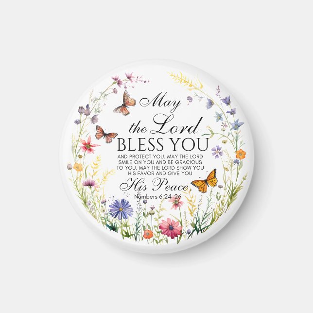 Nummer 6:24-26 Herren Bless du Wildblomma Magnet (Framsidan)