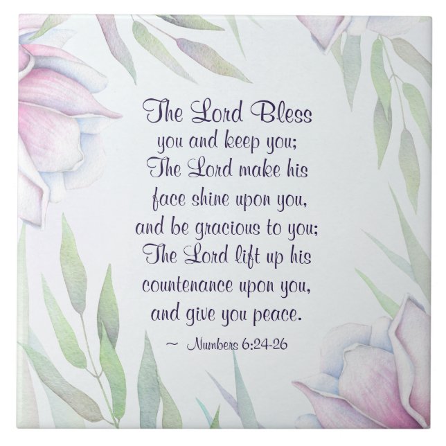 Nummer 6:24-26 Herren Bless You, Bible Verse Kakelplatta (Framsidan)