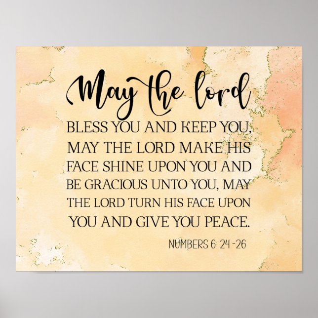 Nummer 6:24-26 Herren Bless You Bible Verse Poster (Framsidan)