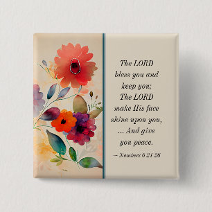 Nummer 6 24-26 Lord Bless You Blommigt Watercolor Knapp