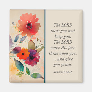 Nummer 6 24-26 Lord Bless You Blommigt Watercolor Magnet