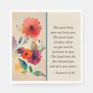 Nummer 6 24-26 Lord Bless You Blommigt Watercolor Pappersservett