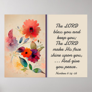 Nummer 6 24-26 Lord Bless You Blommigt Watercolor Poster