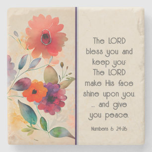 Nummer 6 24-26 Lord Bless You Blommigt Watercolor Stenunderlägg