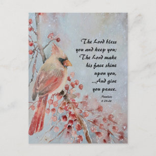 Nummer 6 24-26 Lord Bless You Red Bird & Berries Vykort