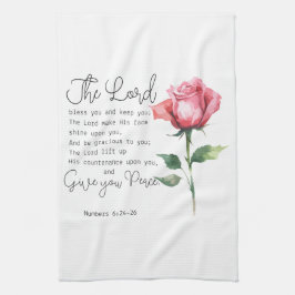 Nummer 6:24-26 Lord Bless you Ro Flower Kökshandduk