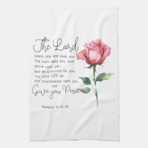 Nummer 6:24-26 Lord Bless you Ro Flower Kökshandduk