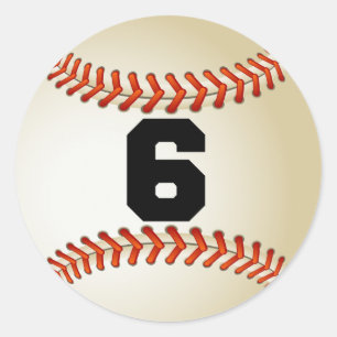 Nummer 6 Baseball Runt Klistermärke