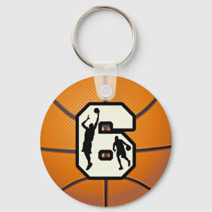 Nummer 6 basketboll och spelare nyckelring