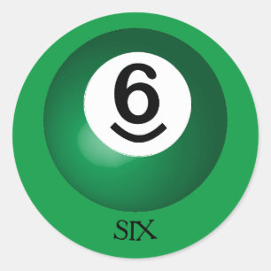 Nummer 6 Bassäng Boll Round Sticker Runt Klistermärke