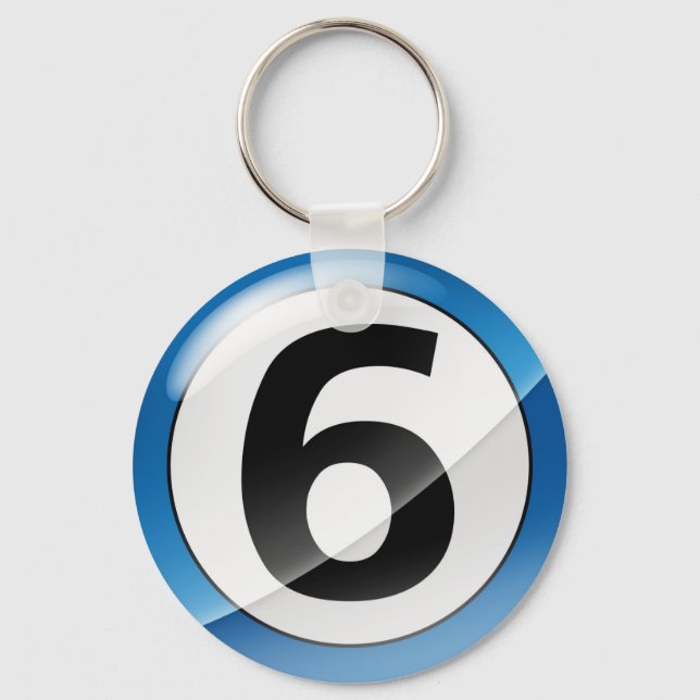 Nummer 6 blå Nyckelring (Framsida)
