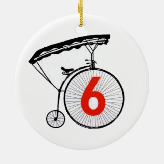 Nummer 6 julgransprydnad keramik (Baksidan)
