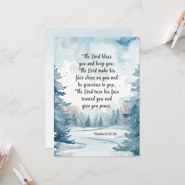Nummer 6 Lord Bless You Bible Winter Flat Card (Fram/Back In Situ)