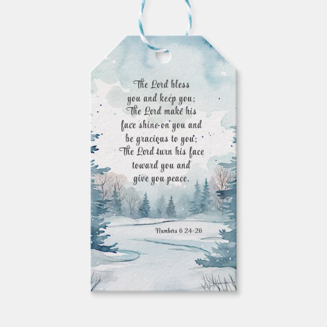 Nummer 6 Lord Bless You Bible Winter Presentetikett (Framsidan)