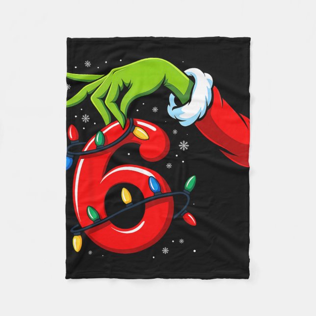 Nummer 6 Matchande 67 Meme Jul Tomte Hand Pojkar  Fleecefilt (Framsidan)