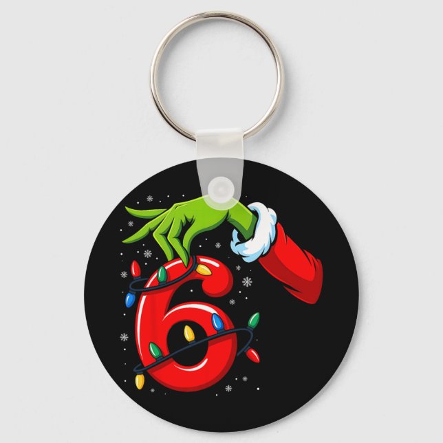 Nummer 6 Matchande 67 Meme Jul Tomte Hand Pojkar  Nyckelring (Framsida)