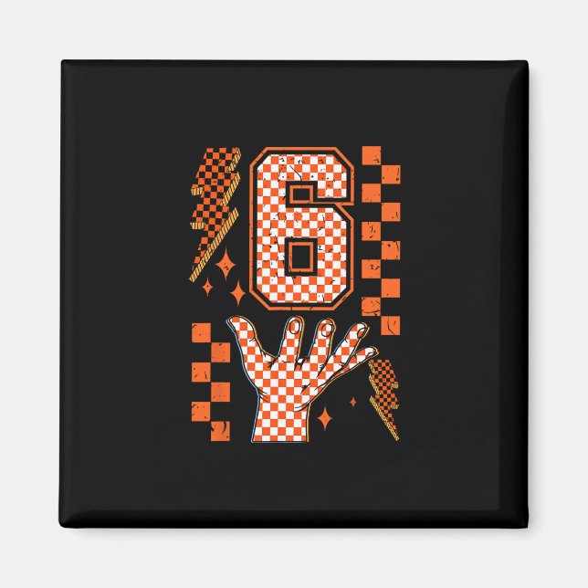 Nummer 6 Matchande 67 Meme Rutig Halloween-kostym Magnet (Framsidan)