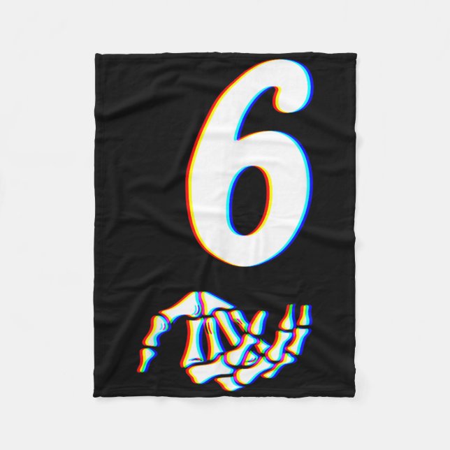 Nummer 6 Matchande 67 Meme Skelett Hand Halloween Fleecefilt (Framsidan)