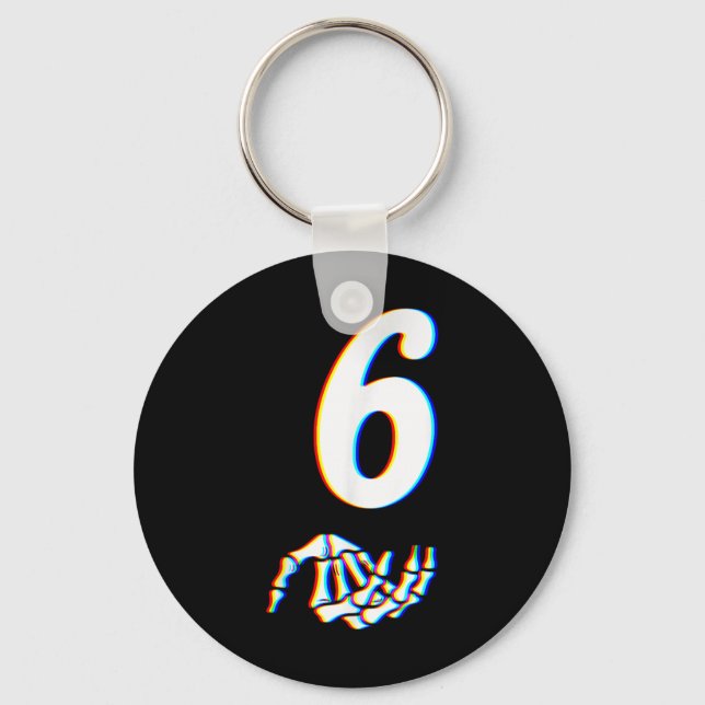 Nummer 6 Matchande 67 Meme Skelett Hand Halloween  Nyckelring (Framsida)