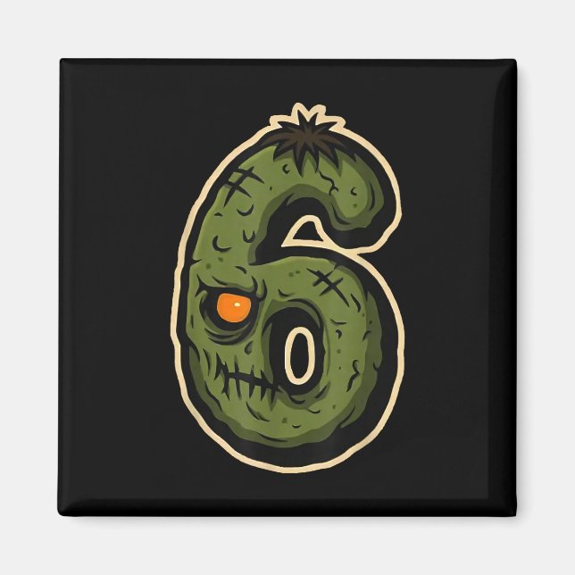 Nummer 6 Monster 67 Meme Matchande Par Halloween Magnet (Framsidan)