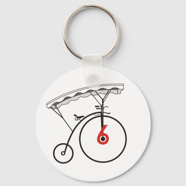 Nummer 6 - nyckelkedja för brickor nyckelring (Framsida)