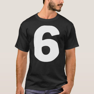 Nummer 6 Sex matchande nummer och Brev-gruppkostna T Shirt