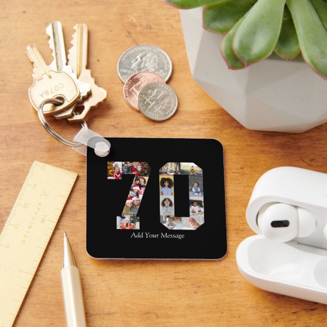 Nummer 70 Fotokollage Nyckelring (Skrivbord)