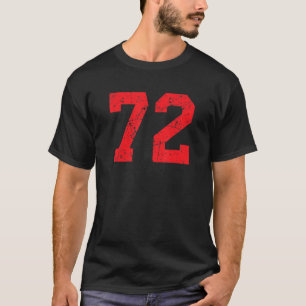Nummer #72 Sports Jersey Red Distress Vintage Lu T Shirt