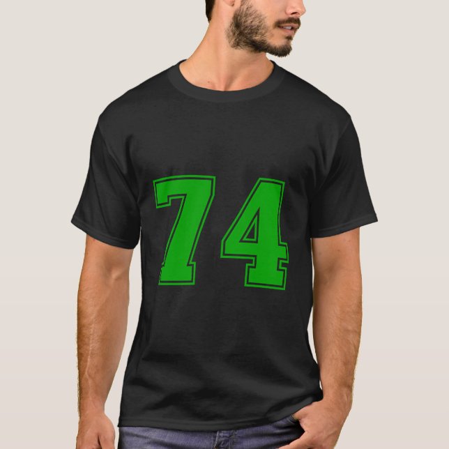 Nummer 74 Gröntars Sportfantast Jersey-nummer T Shirt (Framsida)