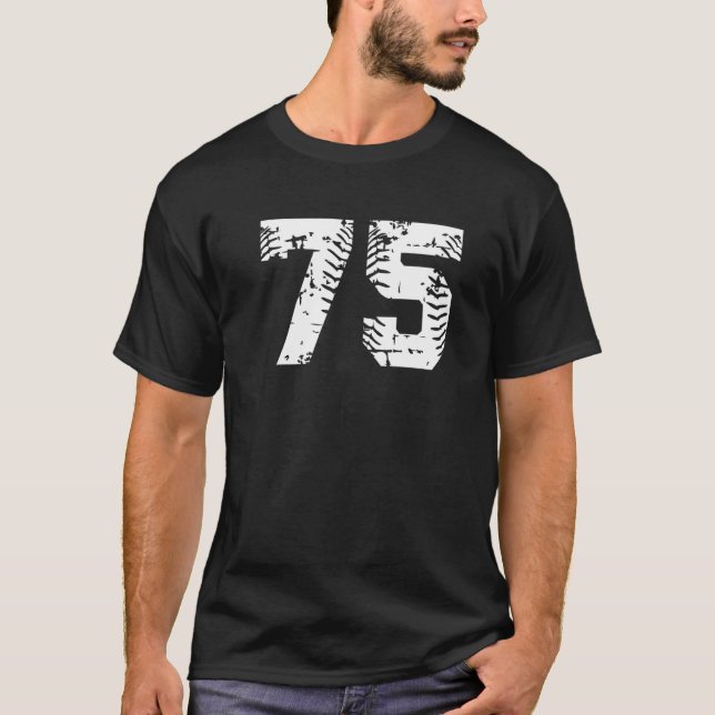 Nummer 75 Softball Baseball Jersey Grunge Lucky Nu T Shirt (Framsida)